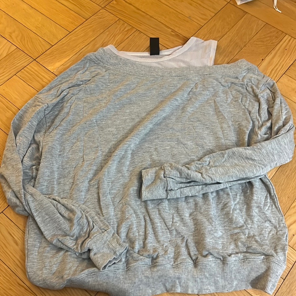 Bobi Los Angeles Gray Crew neck sweater with mesh collar